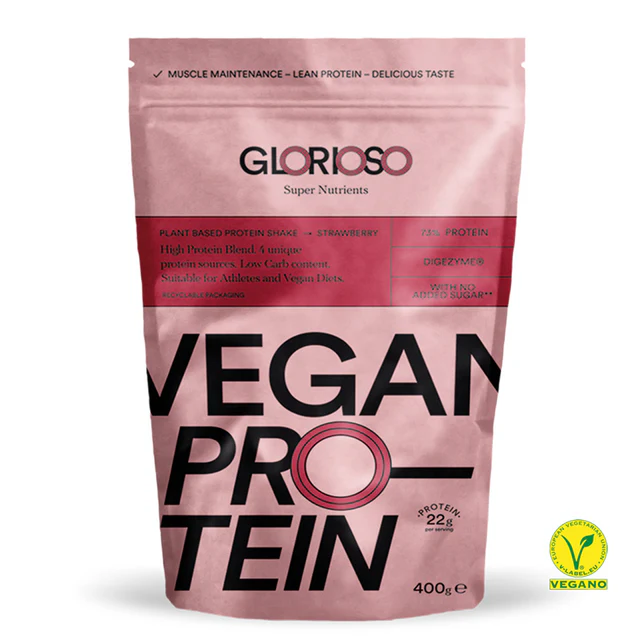 Glorioso Vegan Protein Powder Strawberry Flavour - 400g 