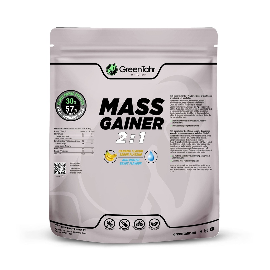 Green Tahr MASS GAINER  2:1 sabor banana - 1200g